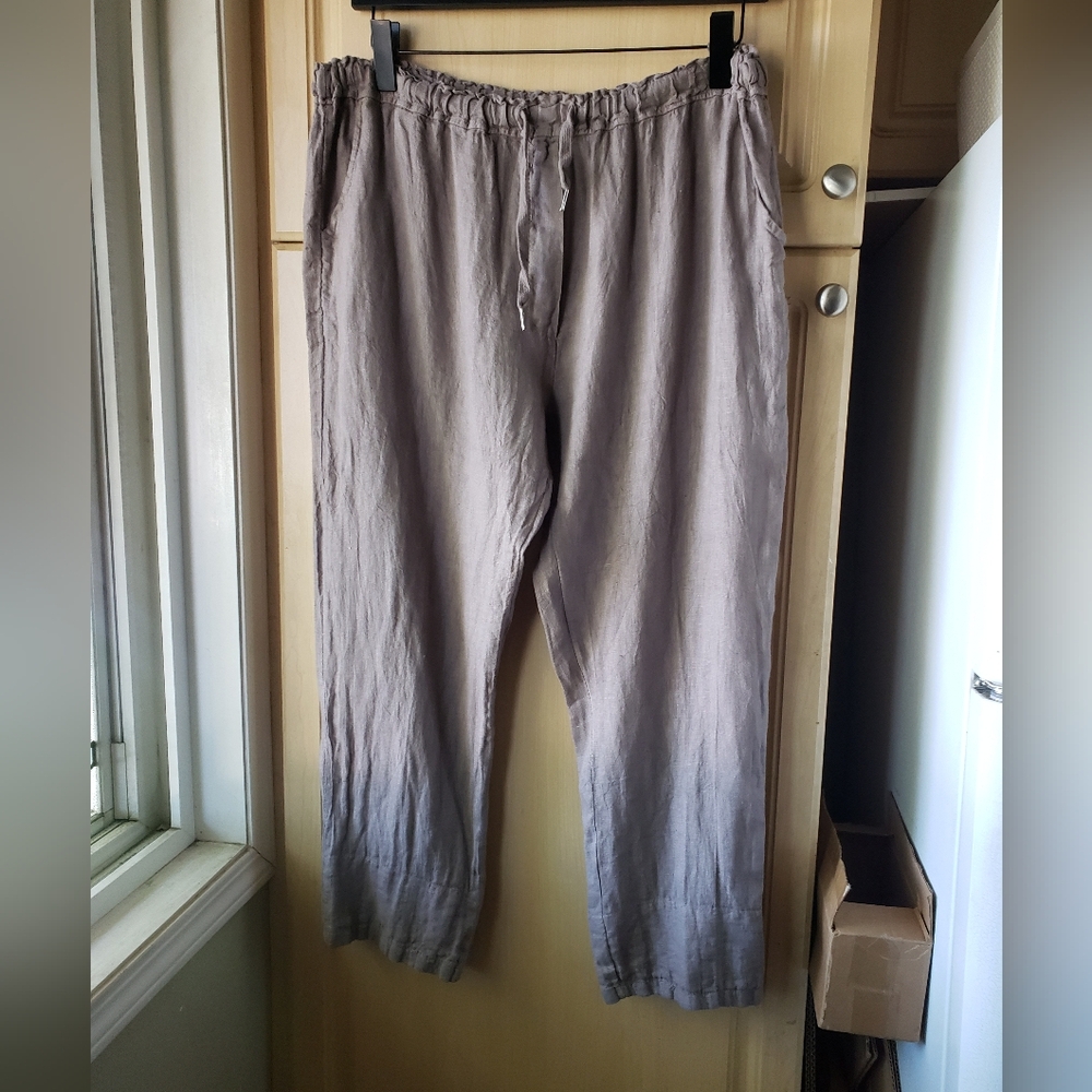 Gray 100% linen pants